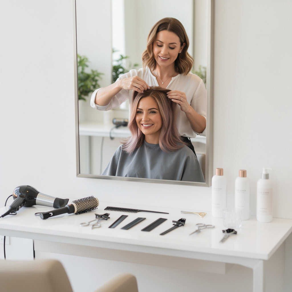 Emma's Beauty Salon stylist providing expert hair coloring services in Santa Barbara